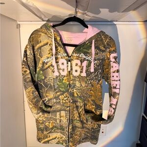 Cabela's Camo Zip-Up Hoodie w/ Pink Embroidery